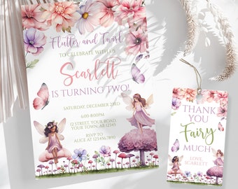 EDITABLE Fairy Birthday Invitation Whimsical Enchanted Pixie Fairy Party Magical Floral Fairy Princess Party Fairies Invitation Template