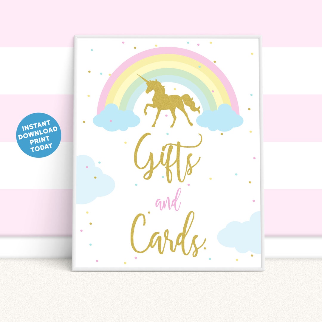 Printable Unicorn Birthday Sign, Unicorn Gifts and Cards Birthday Table ...