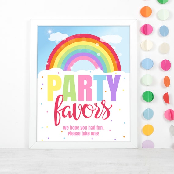 Printable Rainbow Birthday Favors Table Sign, Over the Rainbow Party Favors  Table Sign, Take a Treat Rainbow Birthday Sign INSTANT DOWNLOAD