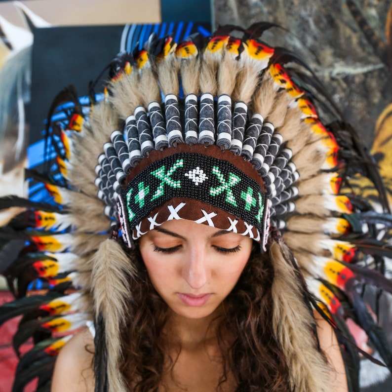 Indian Headdress Replica 135cm Chief Headdress W Real Black - Etsy ...