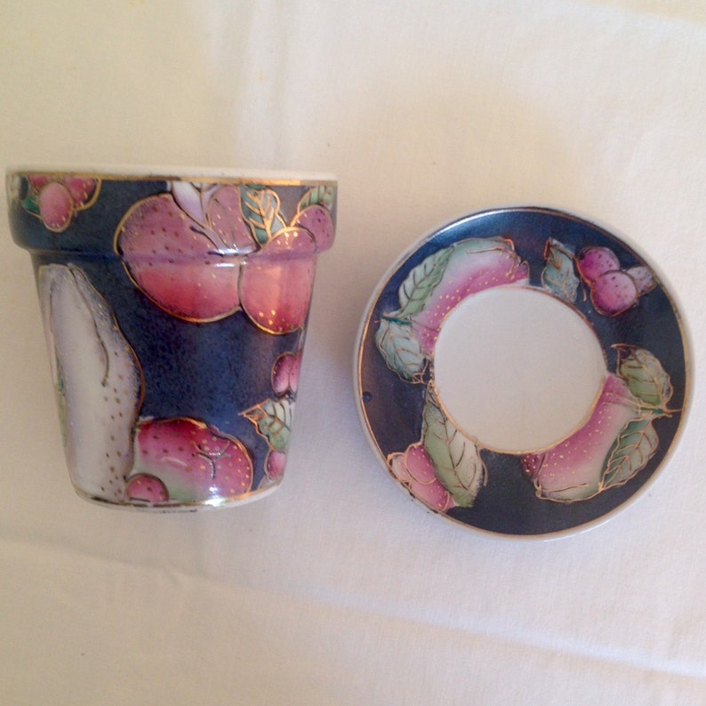 Navy Flower Pot with Matching Saucer