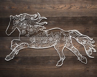 Horse Floral Mandala Silhouette SVG File - Laser, CNC, Cricut