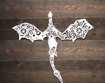 Flying Dragon Mandala SVG File - Laser, CNC, Cricut