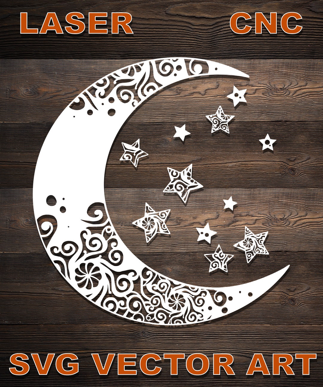 Moon and Stars Mandala SVG File Laser, CNC, Cricut - Etsy