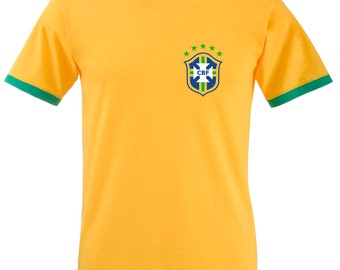 Brazil T Shirt - Slim fitting retro Brasil Ringer Tee