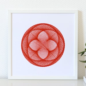 Cartone ricamato a mano modello rosetta filo incrociato paprika.ricamo contemporaine.design tessuto grafico.decorazione moderna.artigianato