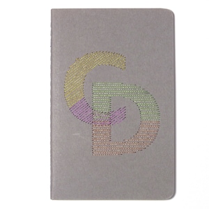 Cuaderno bordado a mano monograma personalizado iniciales brillantes CD.notebook gris.notes.écriture.design typographic.gift hombre mujer y adolescente