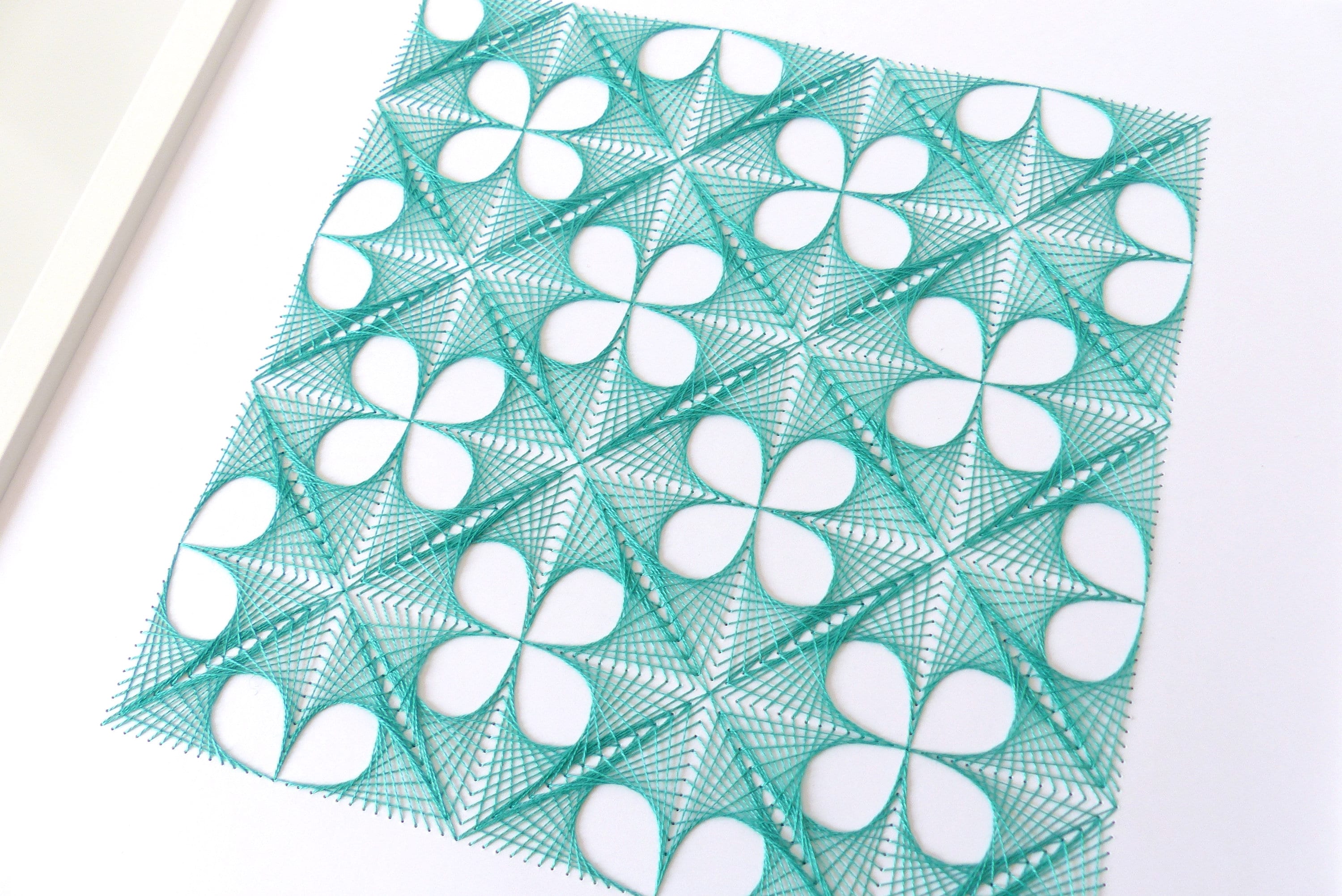 Hand Embroidered Paper Tableau Crossed Threads Geometric Designs ...