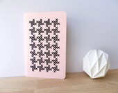 Hand embroidered Moleskine notebook black cross stitch houndstooth motif-textile design-home accessory-fashion item-paper goods-writing