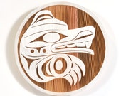 Cedro lobo Panel pared colgante escultura del noroeste indígena 24"