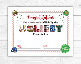 certificate best halloween costume award halloween party ugly christmas sweater award certificate