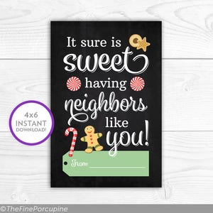 Neighbor Card: Printable Digital Art, 4x6, PDF, JPG, Holidays, Christmas, Red, Green, Black, Unframed, Print Yourself, Instant Download