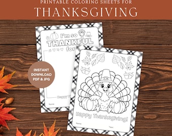 Thanksgiving Placemat Printable for Kids Table, Thankful Coloring Pages, Kids Thanksgiving Activity Sheet, Printable Toddler Gratitude Craft