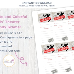 Newsies inspiriert Candy Gramm - Schultheater Lecker Tags - Schauspieler Geschenk - Druckbare Candygrams - Digital Download