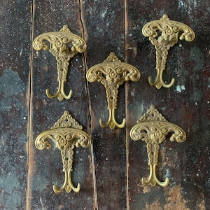 Vintage, Messing, Wandhaken, Handdoekhaak, Kapstokhaak, Jas- en Hoedenhaak