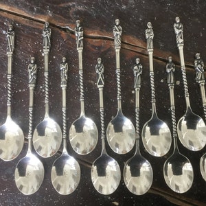 Gratis verzending, set van 12 verzilverde apostellepels, theelepels