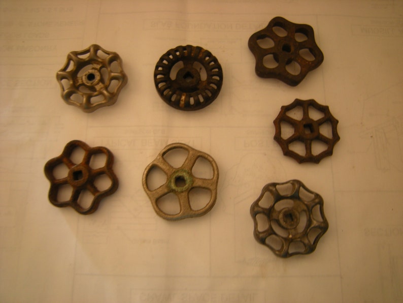 choice of faucet valves-vintage valves-art-crafts-robot building-steampunk-recycle-upcycle-salvage-hardware-rustic-