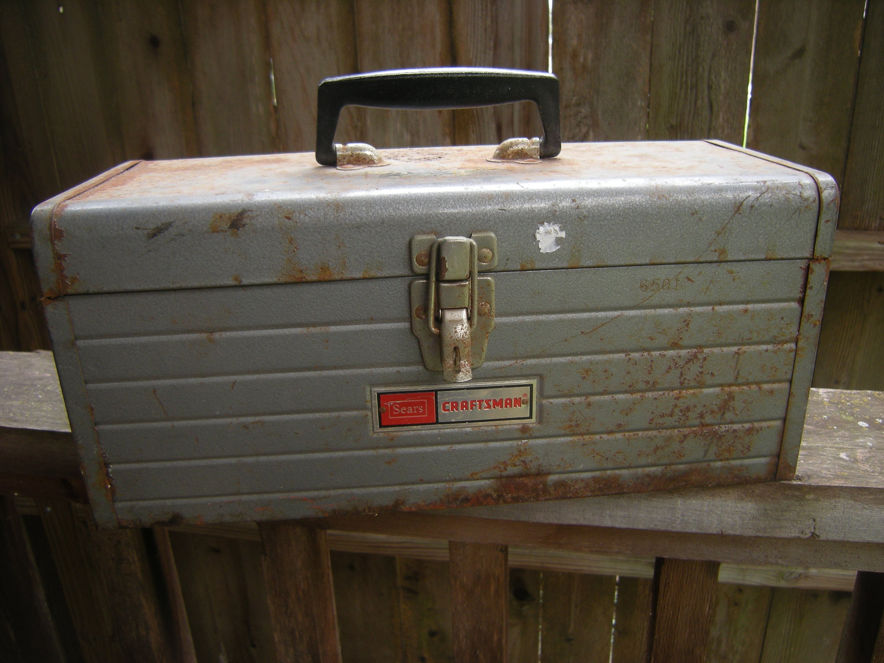 Vintage Craftsman Grey Lockable Plastic Tool Box With Tray 17 Wide