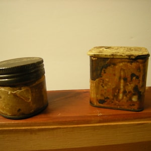 2 old tins-cotter pins tin-spice tin-home and living-home decor-shelf display-collection-rustic decor-