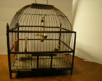 shabby bird cage-rusty-wood and metal wires-home and living-home decor-garden decor-yard art-primitive-
