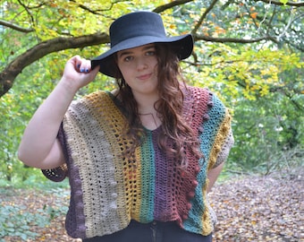 Crochet Pattern, The Morwenna Top. Poncho Cropped top pattern.