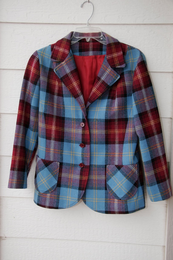 Plaid womens jacket coat size medium Bobbie Brooks