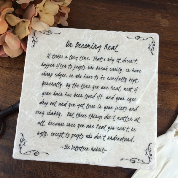 Placa de mármol con cita del Conejo de Terciopelo - Decoración infantil