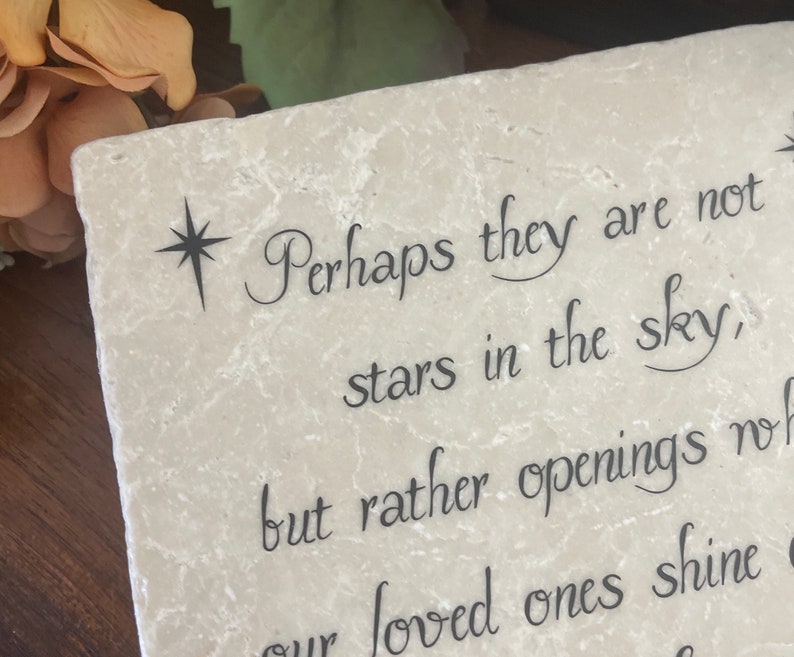 Perhaps they are not stars in the sky. Design with stars. Sympathy gift Memorial gift. Remembrance Marble plaque Inuit Legend image 2
