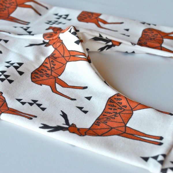 Organic Geometric Deer Leggings, children leggings, modern organic skinnies, baby leggings, hipster kid