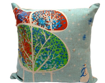 Sierkussen met lovertjesbomen, decoratie vakantiehuis