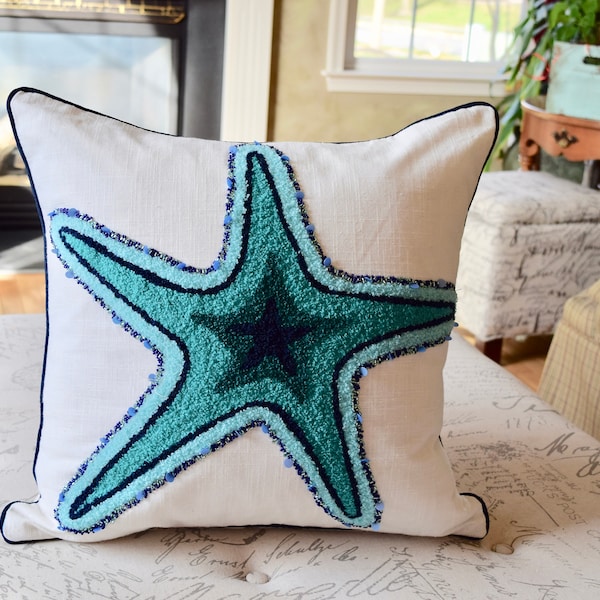 Benat starfish seahorse, Pillow, Cotton Throw Pillow, Sea Animal cushion Cover only, Decorative Pillow, Indoor/Out Pillow, Sea Lovers,2