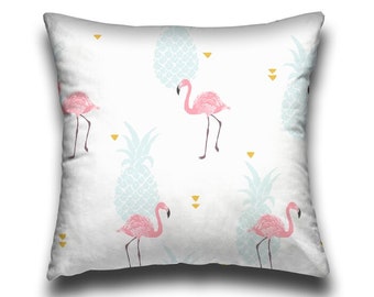 Makena Flamengo Print Pillow Cover, Square Pillow, Pink Flamingo Pillow, Home Decor Pillows, Indoor/Outdoor, Decorative Throw Pillow