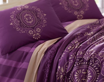 Schwindt Wit; Paars; Blauw 100% Katoen 600 TC 4 Delige Dekbedovertrek Set