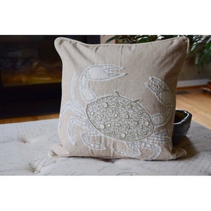 Dobbins Crab Throw Pillow, Crab Pillow, Pillow Covers, Beach Pillow, Coastal Decor, Crab Decor, Birthday Gifts, Crab Art Pillow, Sea Pillow