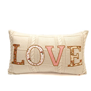 Set of 2 Patina Love, Rectangular Pillow, Lumbar Pillow, Cover & Insert, Cotton Pillow, Applique Pillow, Decorative Pillow, Home Decor