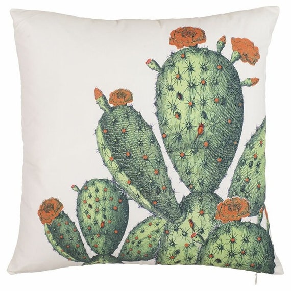 Cactus Print Pillow: Cotton Throw Pillow With Insert