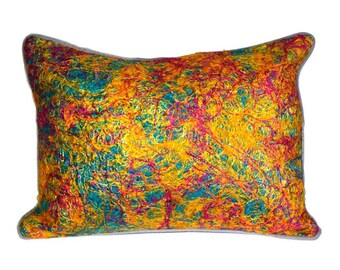 Sierkussen Mirasol: geborduurd katoen met lovertjes, 18'' vierkant