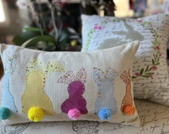 Lumbale kussen Bunny Tails: fluwelen paasdecor (12 x 18 inch)