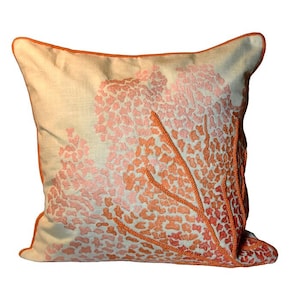 Crouseville Coral Pillow, Cotton Throw Pillow, Coral Beach Pillow Cover & Insert, Decorative Pillow, Indoor/Outdoor Pillow, Sea Lovers Gift