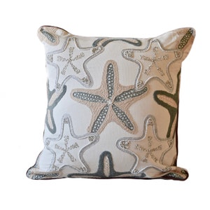 Quiroz Multi Starfish, Pillow, Cotton Throw Pillow, Sea Animal Cover & Insert, Decorative Pillow, Indoor/Out Pillow, Sea Lovers,20x20