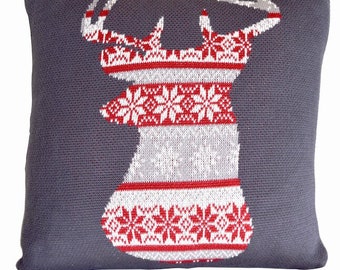 Gebreide katoenen kussensloop hert, kussen vakantieaccent