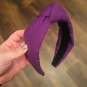 Purple Linen Top Knot Headband: Women&#39;s Knotted Hair Accessory