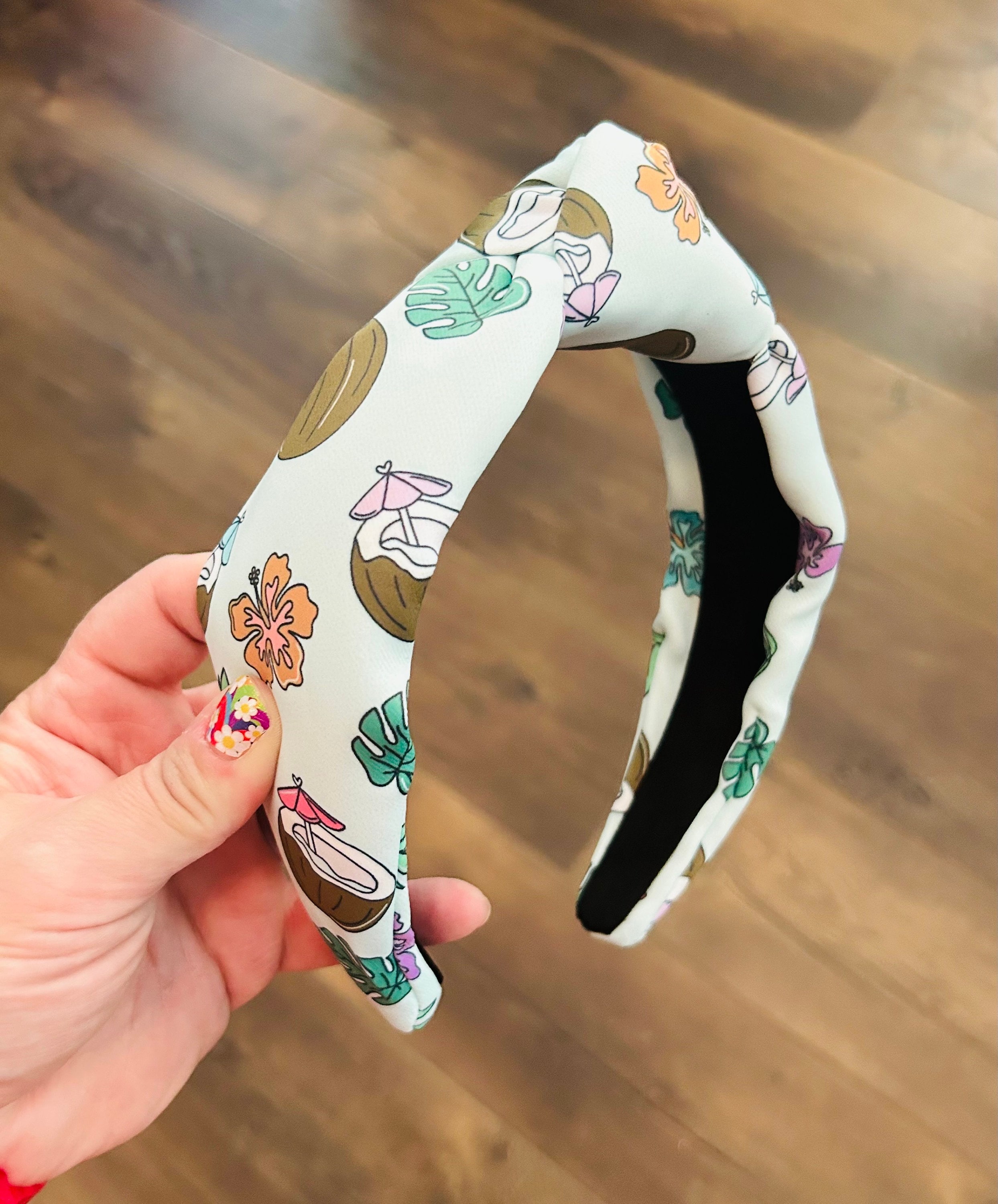 Beach Vibes Knotted Headband: Tropical Print Top Knot 