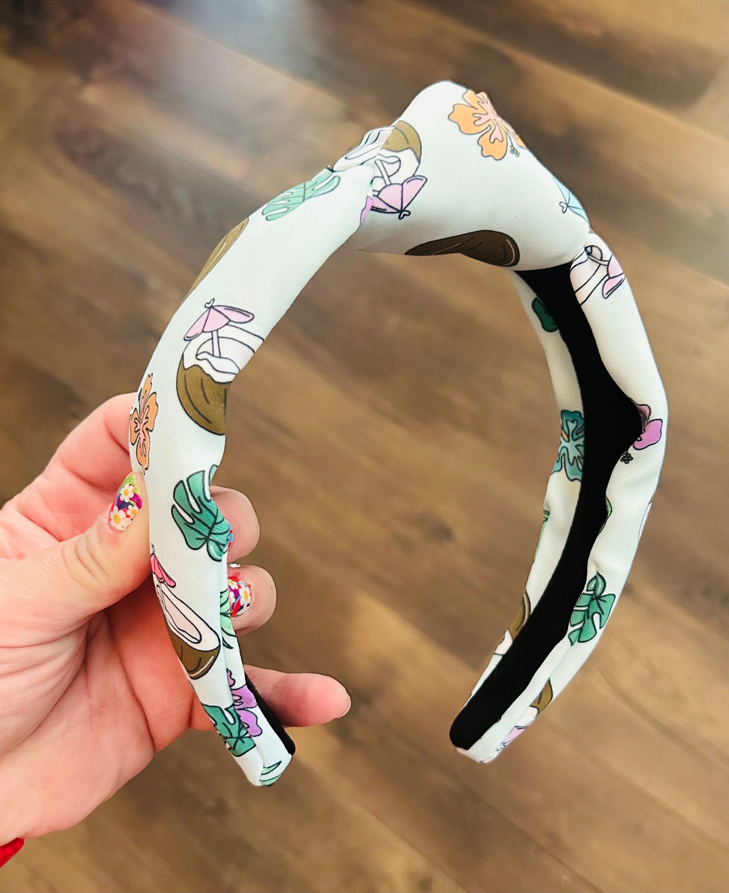 244. The Tropical Leaf Beaded Headband Monstera Deliciosa Albo Headband, Embroidered Tropical Leaf  main image 2