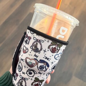 Novelty Neoprene Drink Sleeve | Galatic Lockets Medium Coffee Cup Cover with Handle image 2