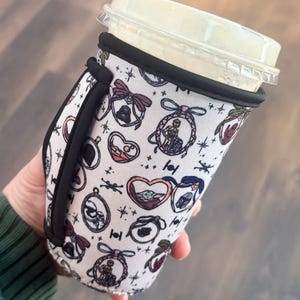 Novelty Neoprene Drink Sleeve | Galatic Lockets Medium Coffee Cup Cover with Handle image 1