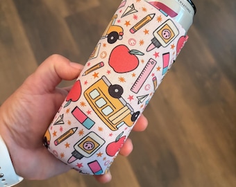 School Supplies Neoprene Drink Sleeve: Seltzer & Can Cooler
