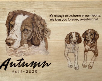Aangepaste handgemaakte gepersonaliseerde hout verbrand huisdier portret