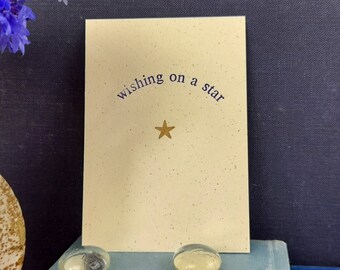 Wishing on a star art letterpress print gold star postcard