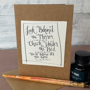 Fantasy calligraphy handmade greeting card, Fairy tale, mystery story handwritten card